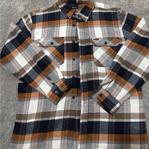 Brixton Orange and Navy Plaid Shirt